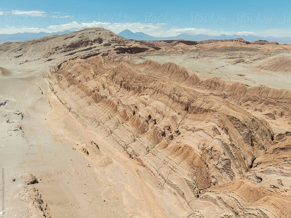 Beautiful Rock Formations In Atacama Desert, Aerial Shot