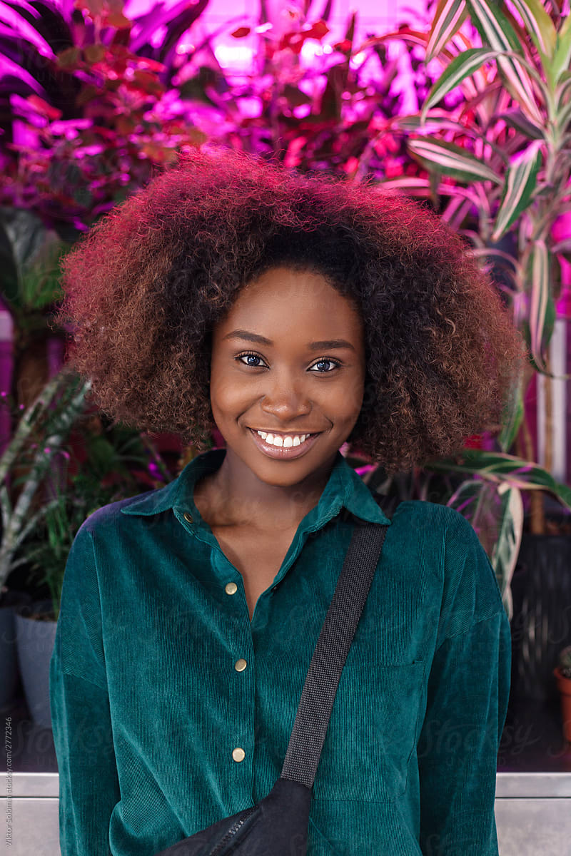Sensual Closeup Portrait Of Young Beautiful Black African American
