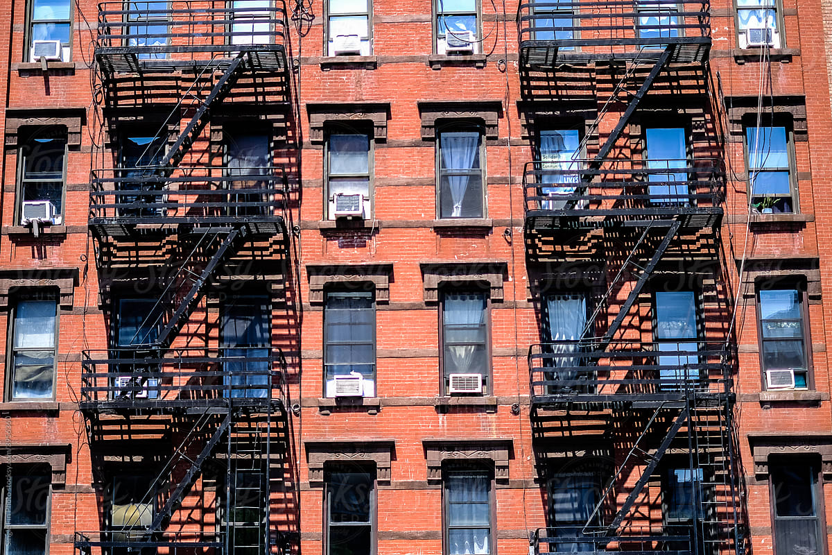 Fire escapes on a building in New York City Manhattan