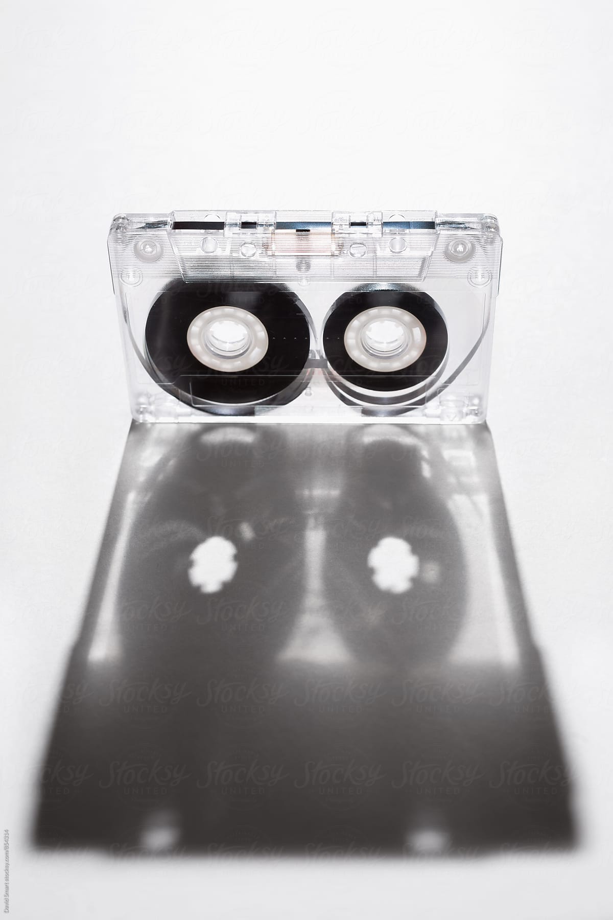 Shadow of cassette tape made of clear plastic