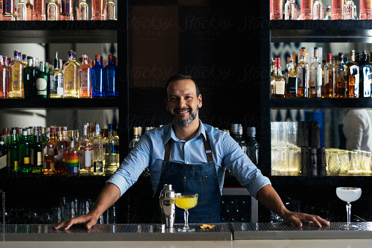 Portrait of bartender working into night club