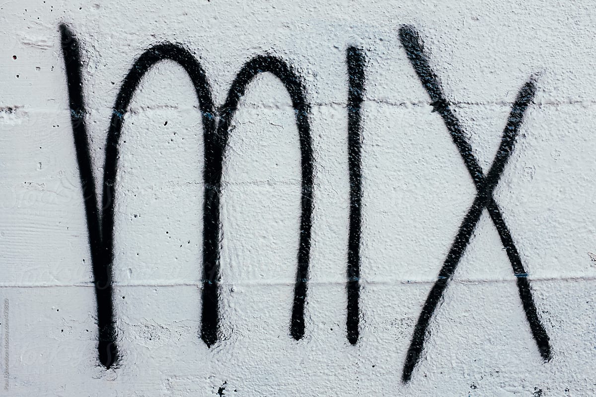 The word MIX painted on exterior of building wall