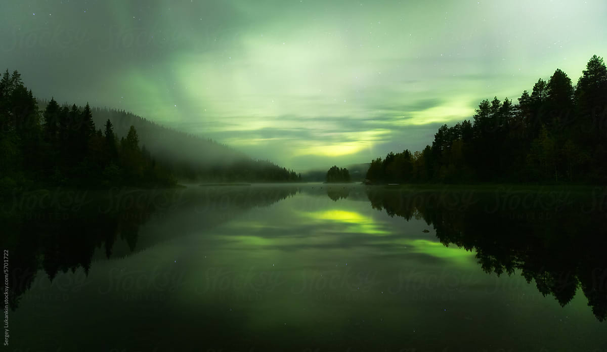 Northern Lights over the lake