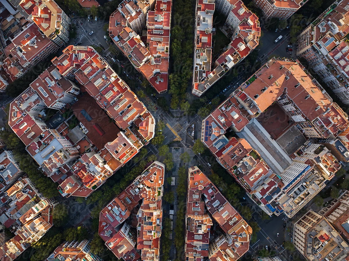 Barcelona\'s unique city blocks from above