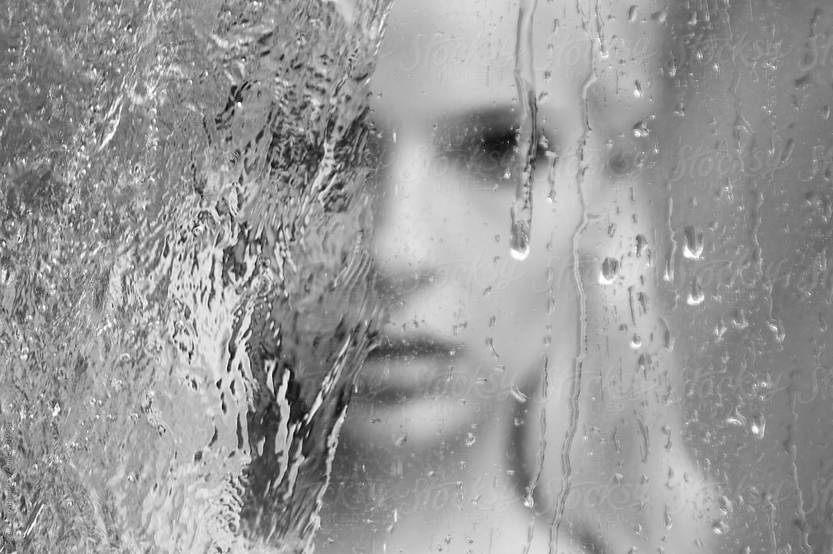 black and white blurred wet portrait