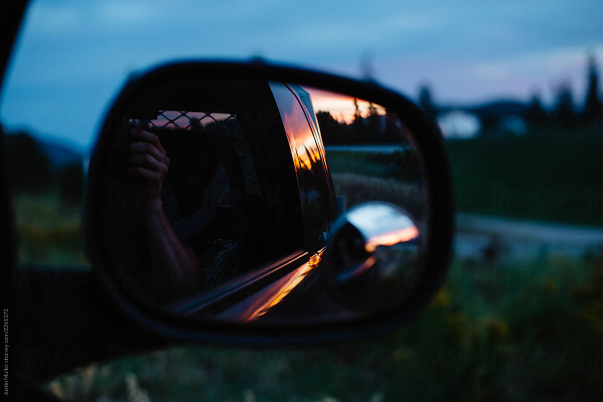 Sunset Reflected in Side Mirror