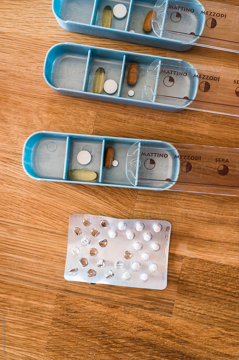Daily pill box with medical pills