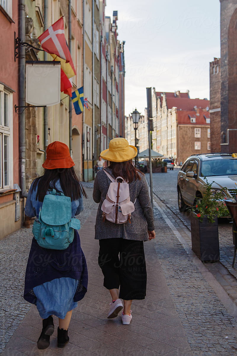 Women walking in old town