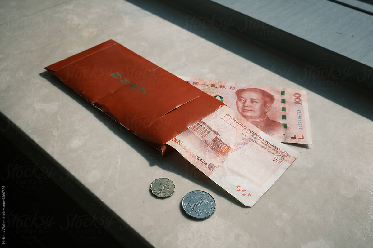 A Red Pocket Containing Chinese Yuan