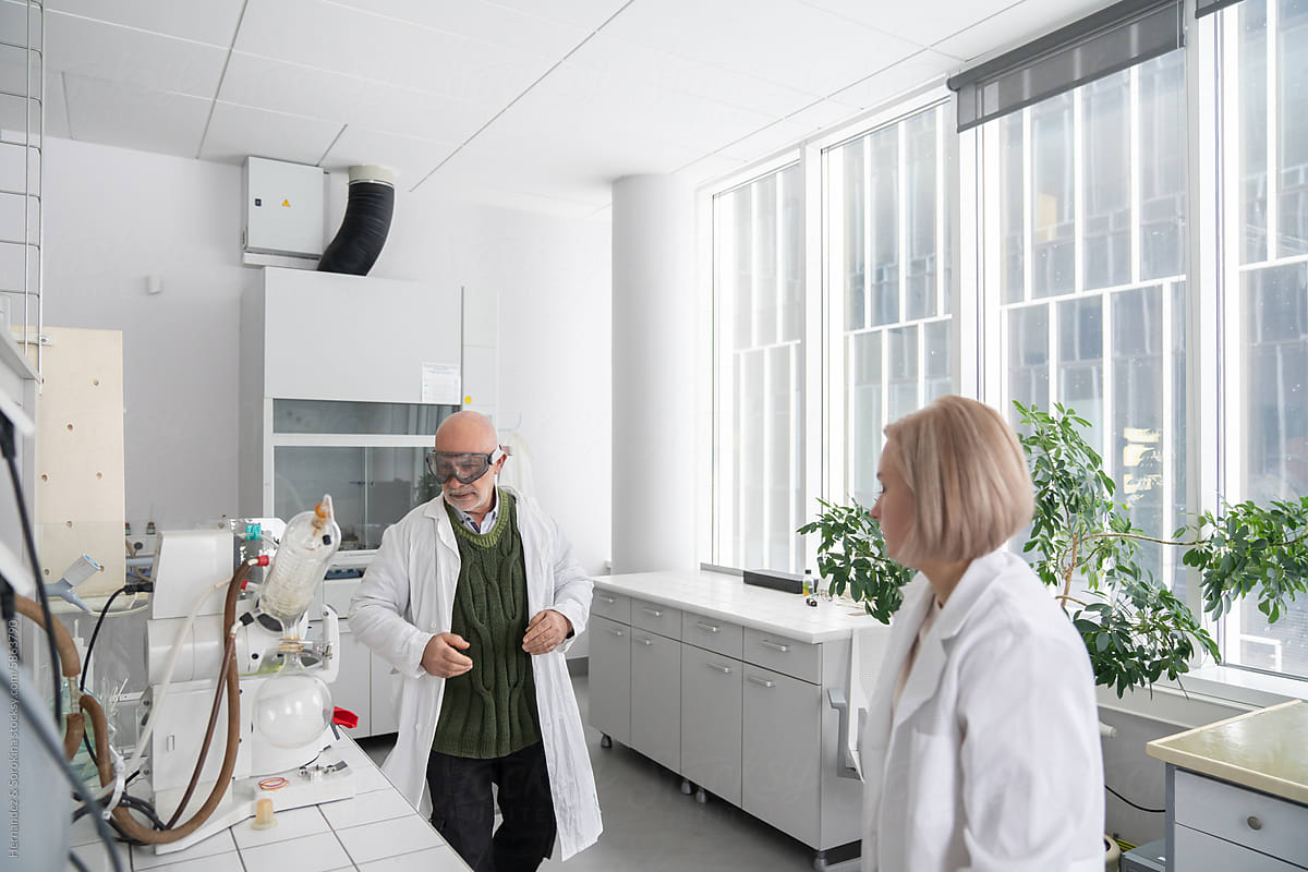 Two Researchers Working In The Laboratory
