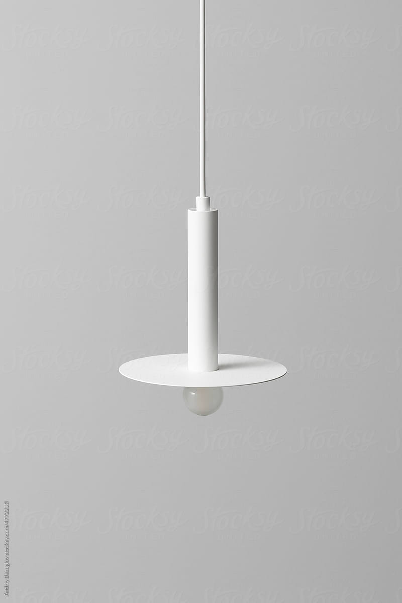 Closeup view at hanging light rounded lamp