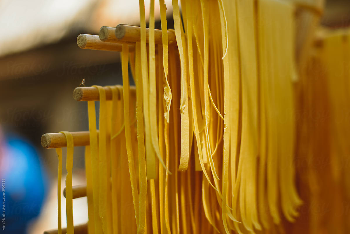 Homemade fresh Italian pasta ready to be cooked