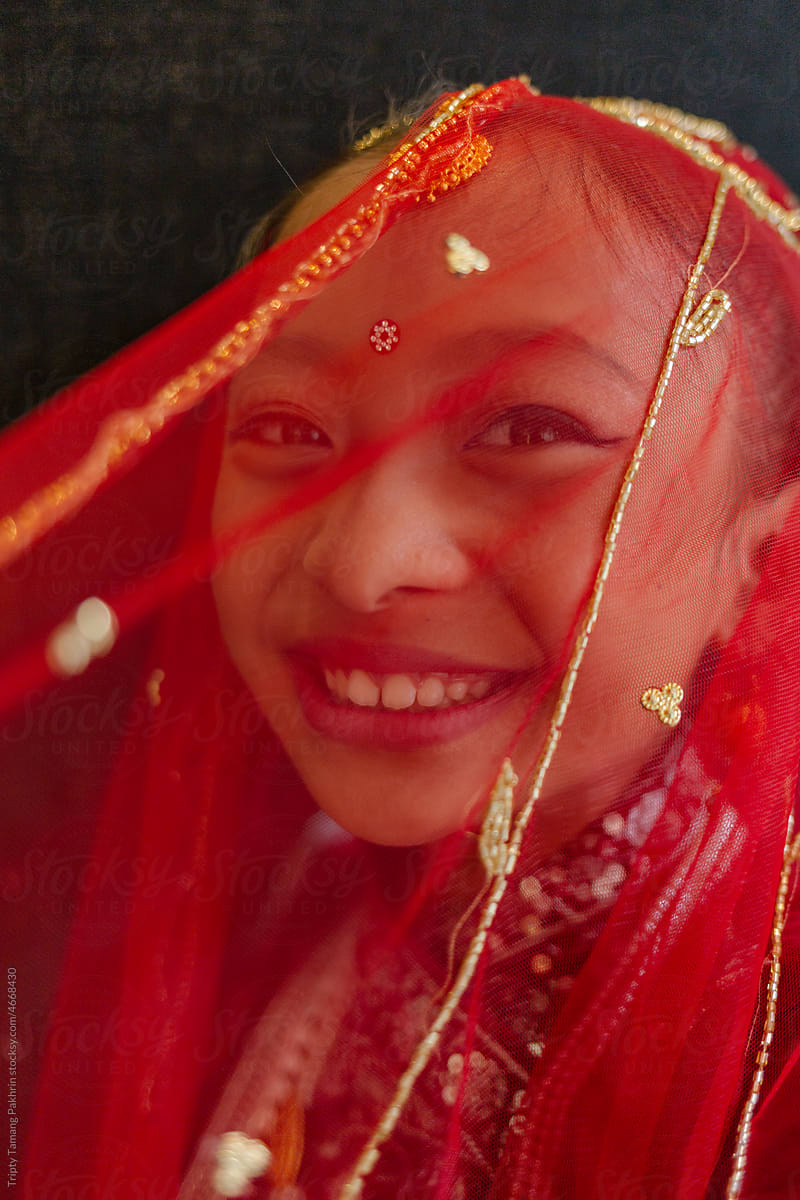 Nepali girl in traditional attire smiling