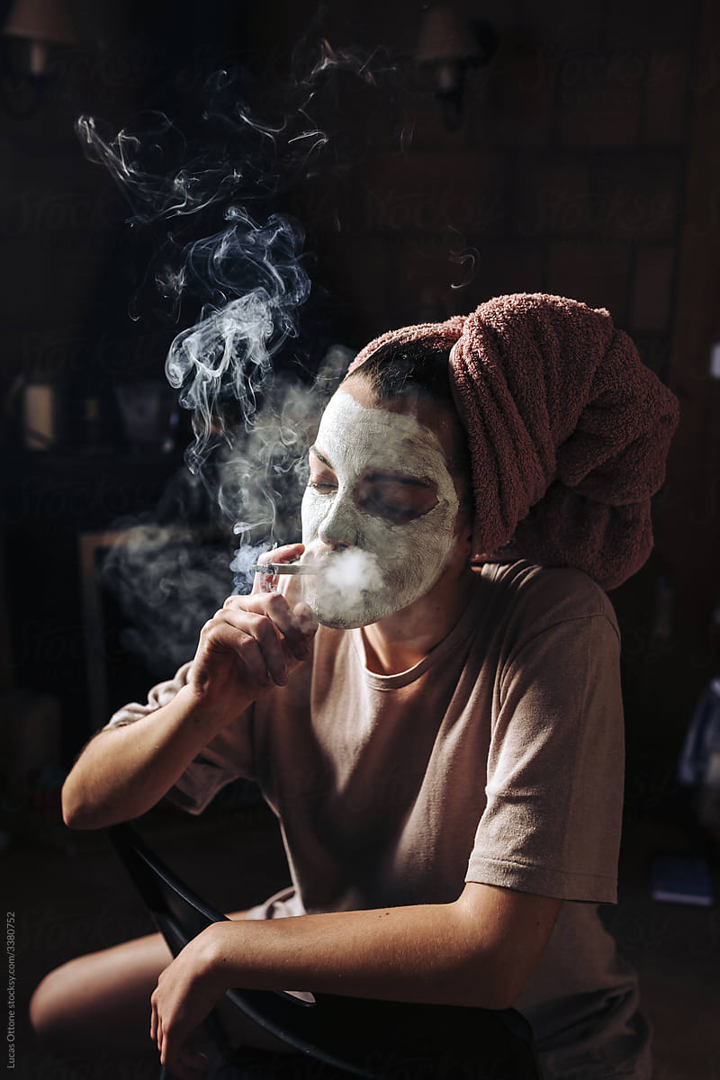Creepy woman smoking