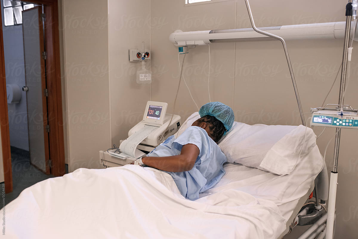 Anonymous black woman in labor room