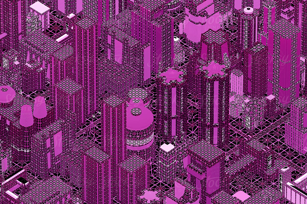 Virtual city, abstract neon
