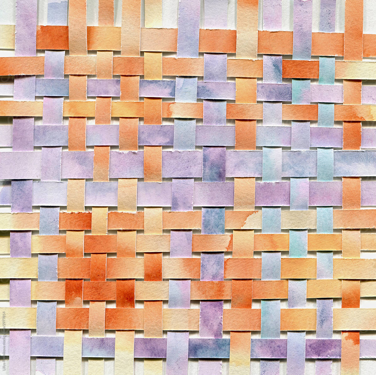 Orange and violet weaved paper collage