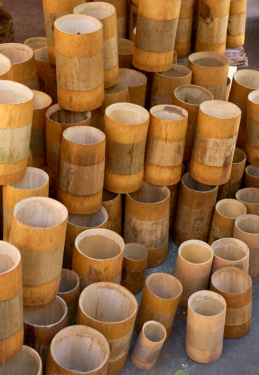 Closeup of handmade bamboo tube