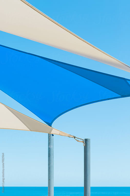Blue and white shade sails