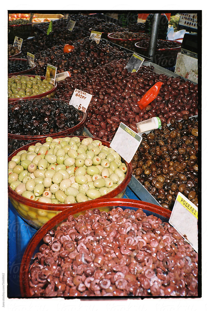 Olives in a market in Greece