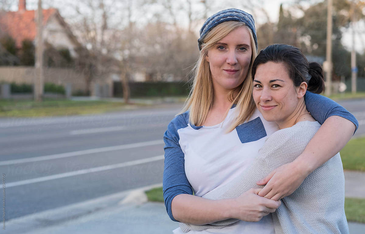 Young Lesbian Couple Embracing By Stocksy Contributor Rowena Naylor Stocksy