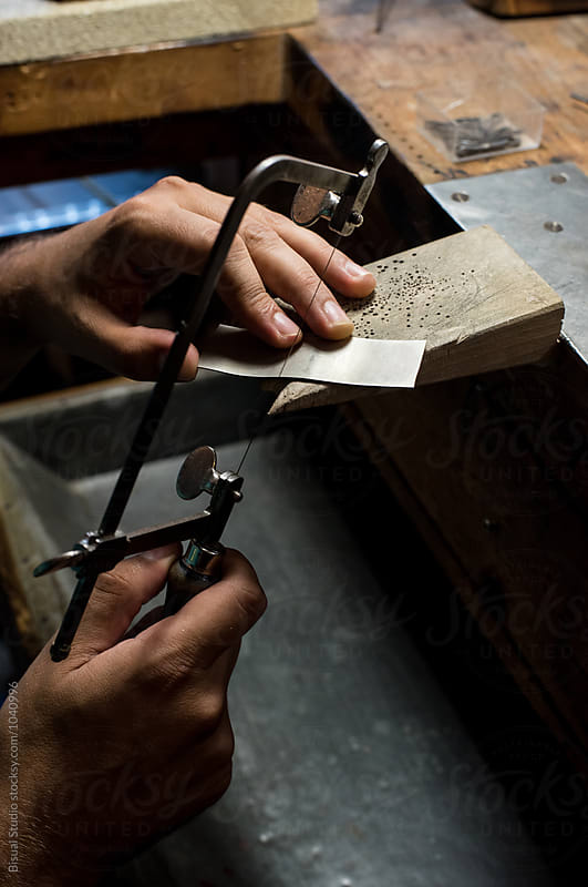 Jeweler working on his workshop