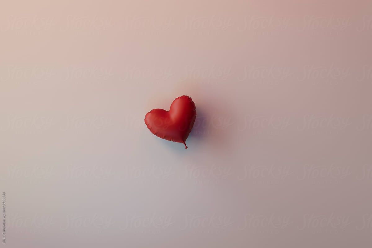 3D Render of a Single Red Heart Balloon on Gradient Background
