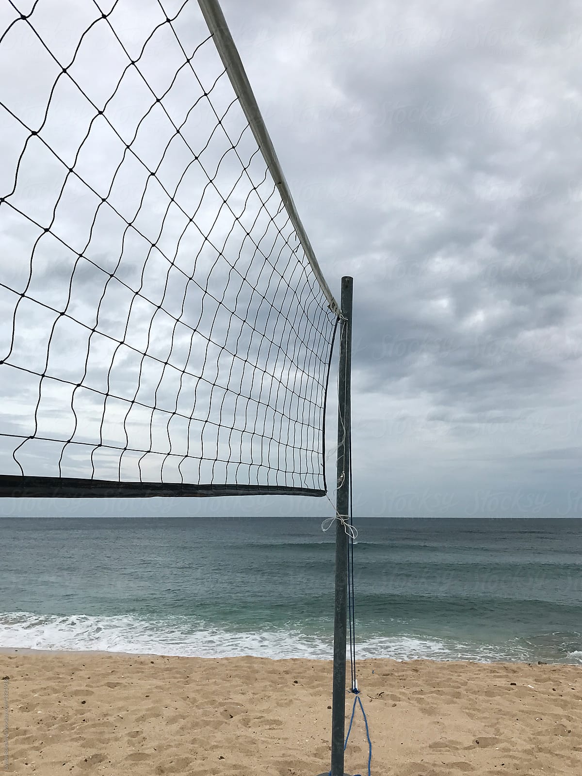 Beach volleyball net. Close up.