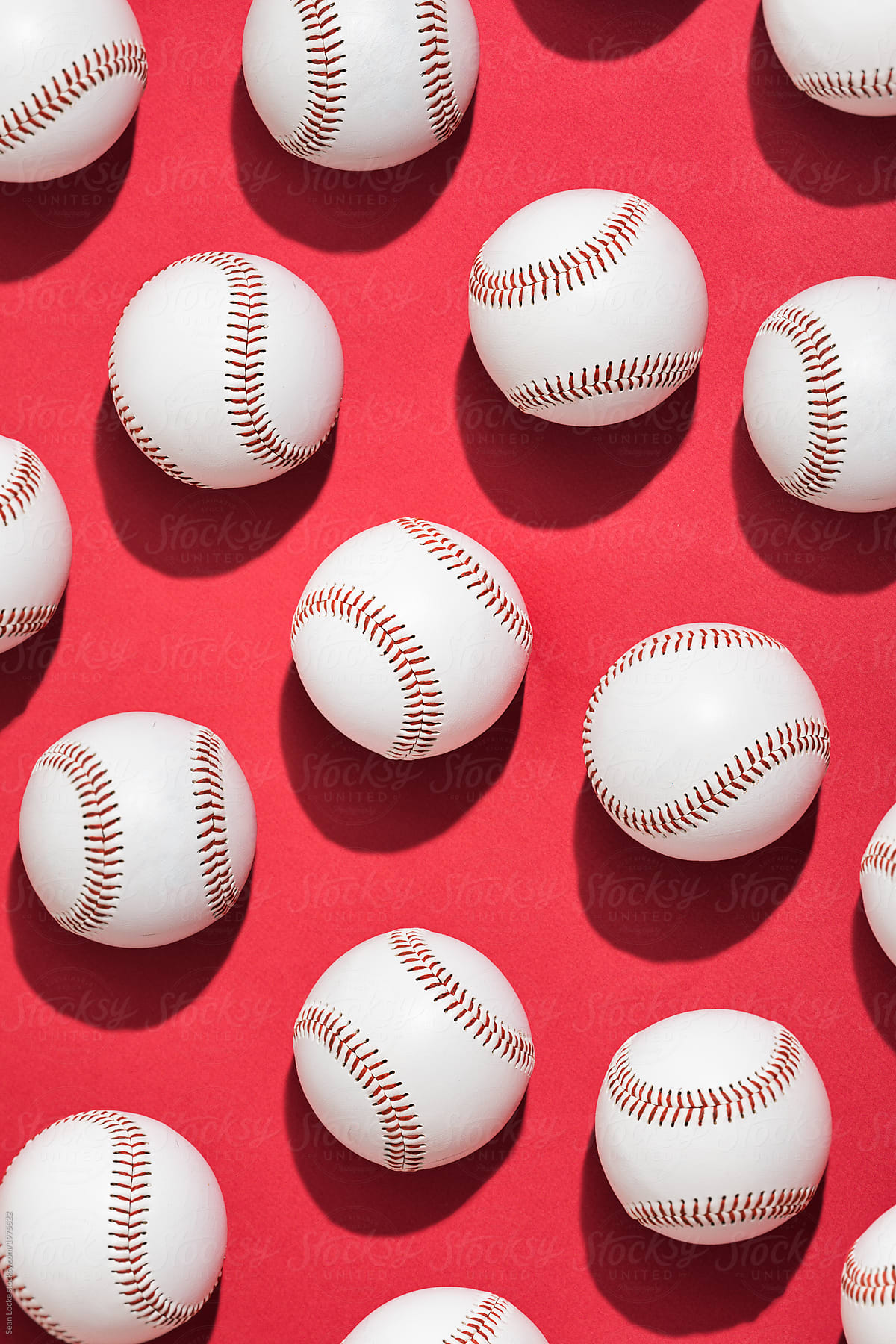 Overhead Pattern Of Many Baseballs