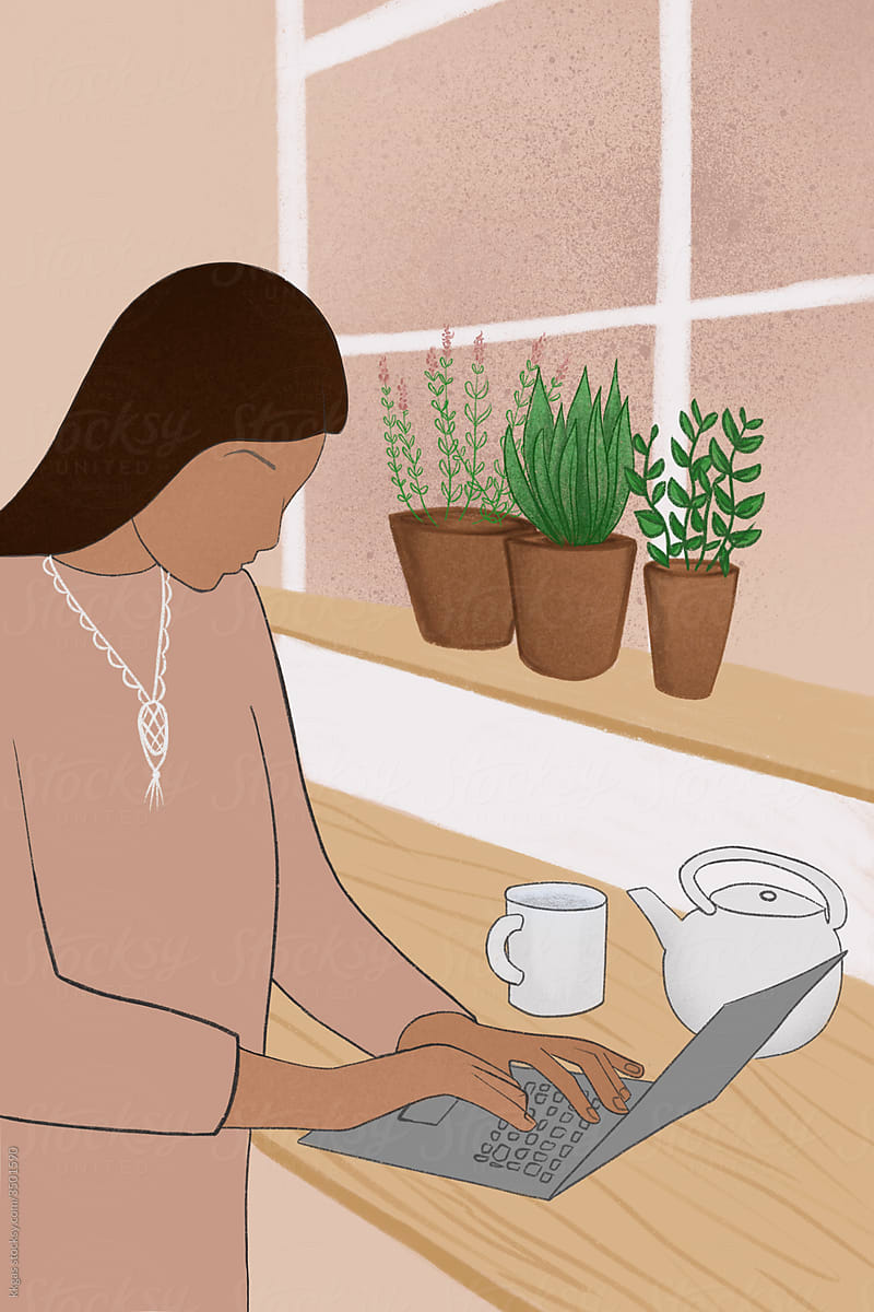 Working from home illustration