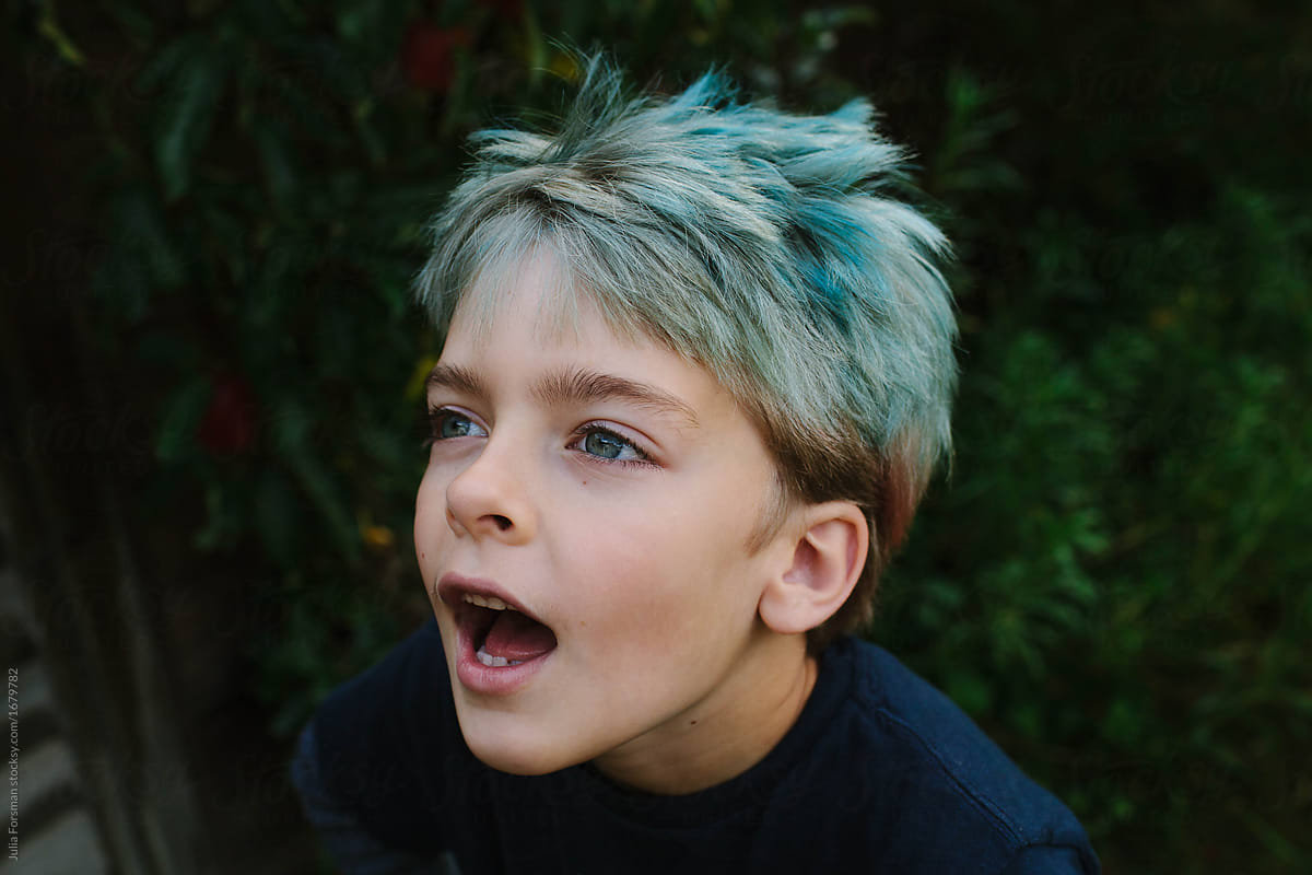 Singing Boy With Blue Hair By Julia Forsman Blue Hair