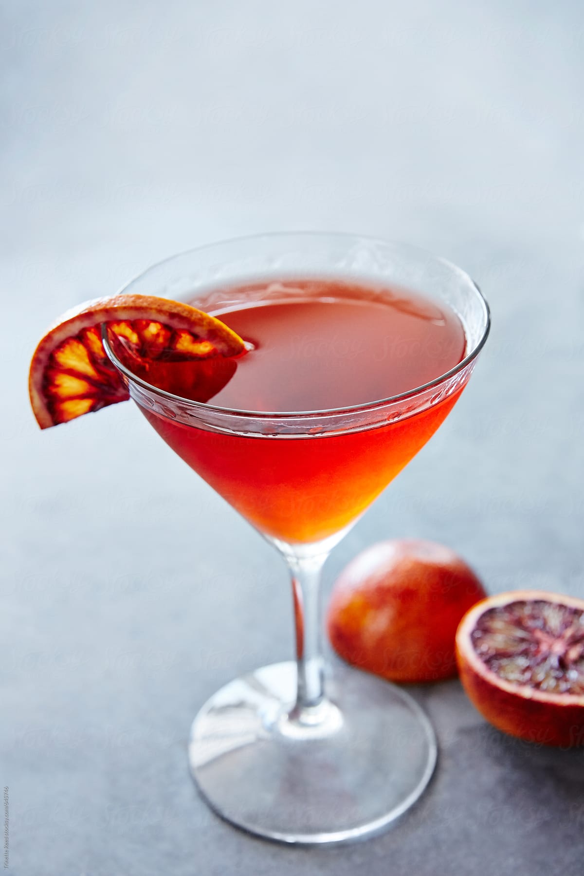 Blood orange vodka martini cocktail