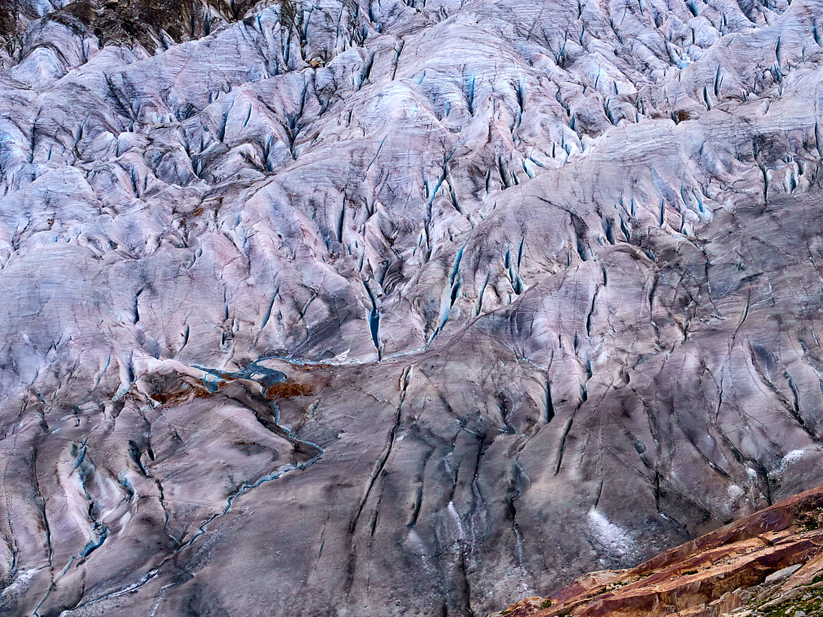Meltwater forms in Ice crevasses of Aletsch Glacier, Switzerland