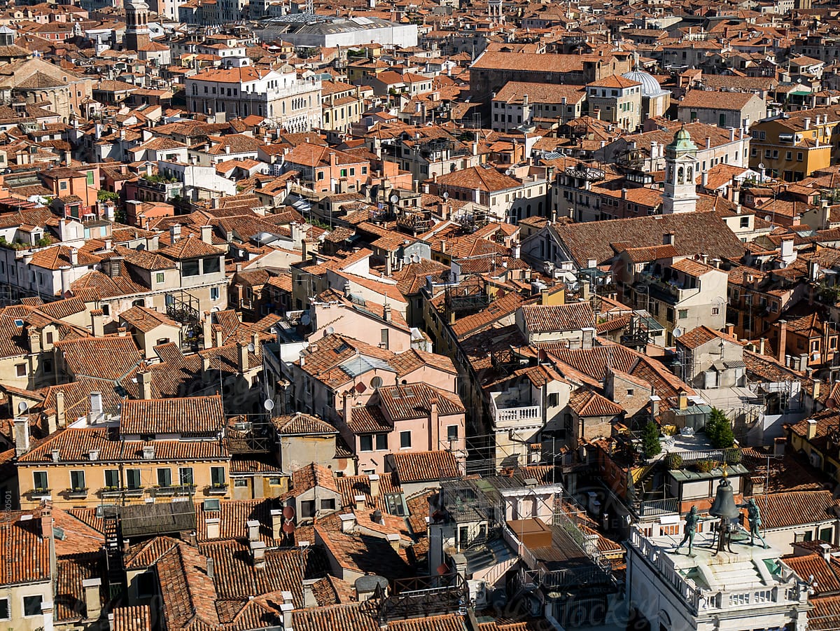 Aerial bird\'s eye view of Venice
