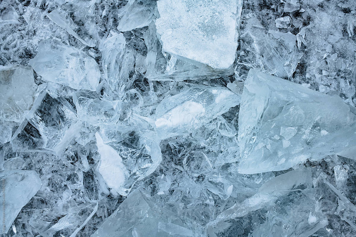 close-up view of a frozen river