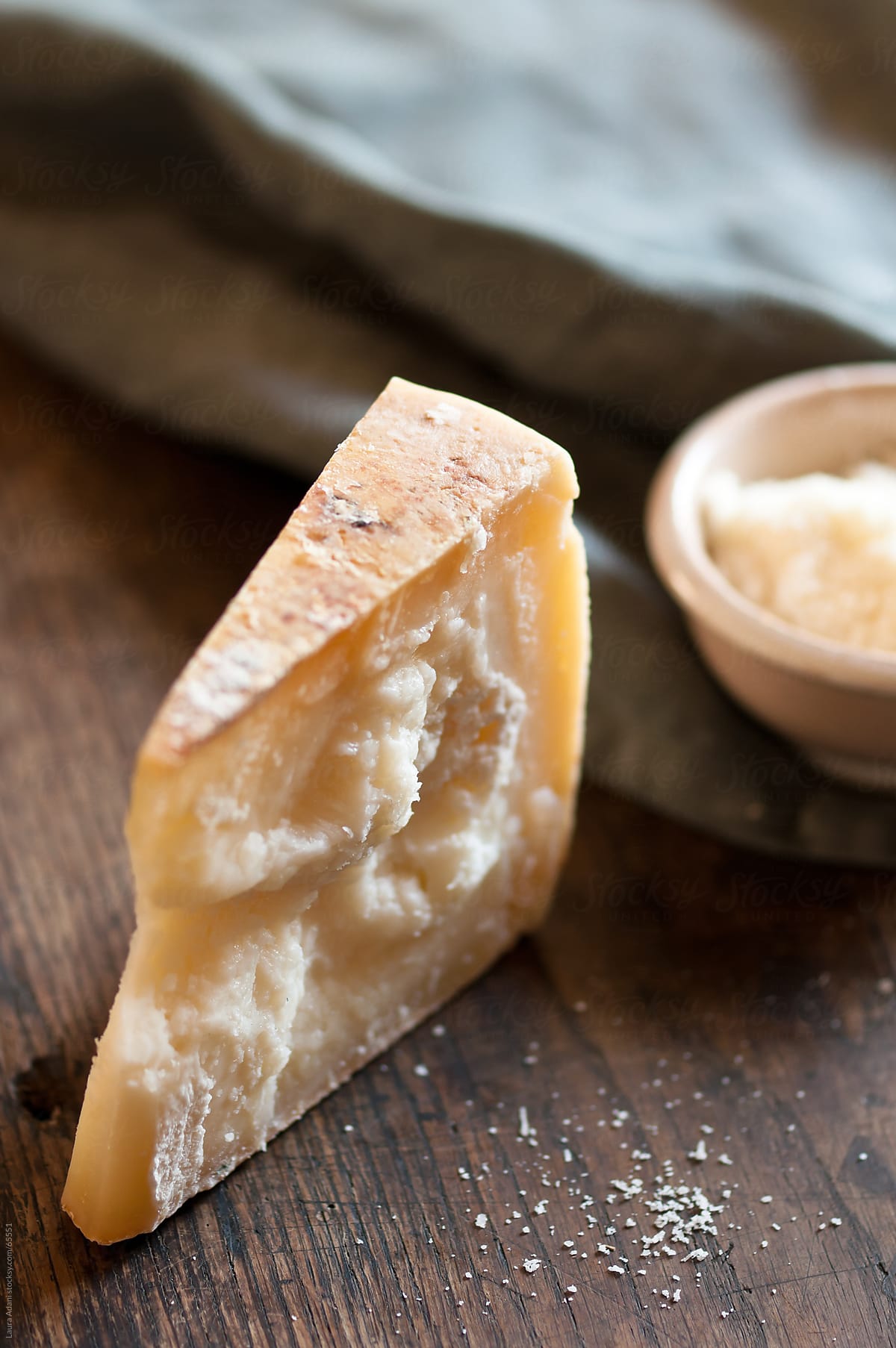 a slice of percorino cheese from italy