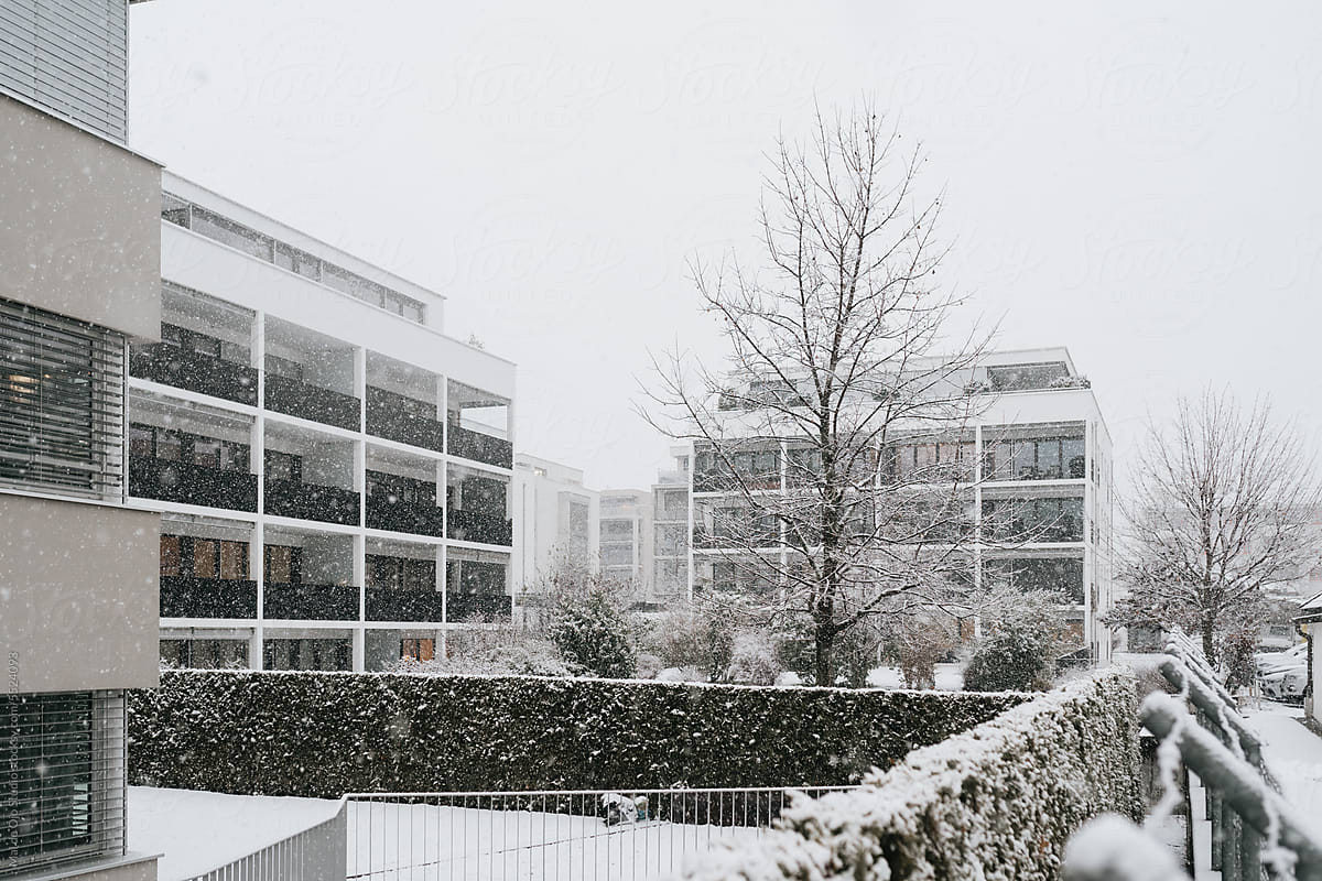 Snowy Apartment Buildings