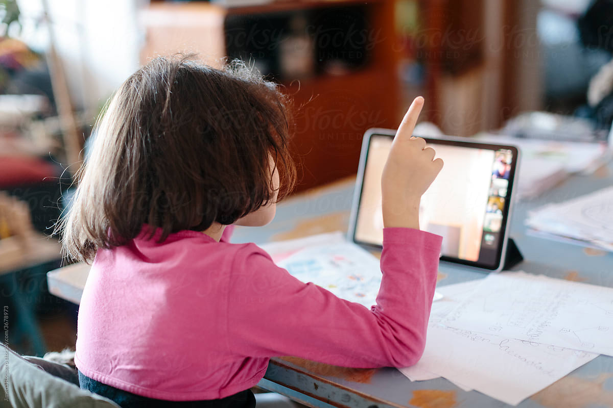 kid assisting an online class during homeschooling