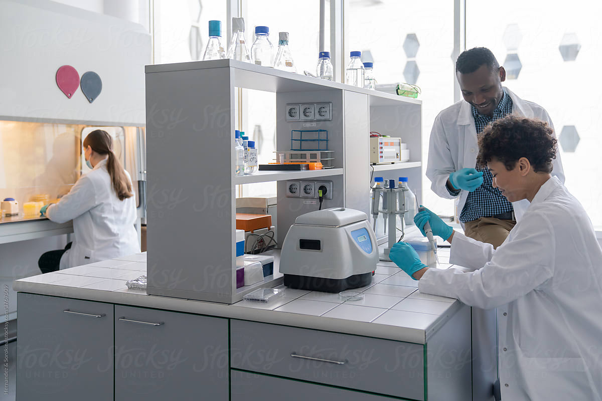 Three Scientist Working In Laboratory