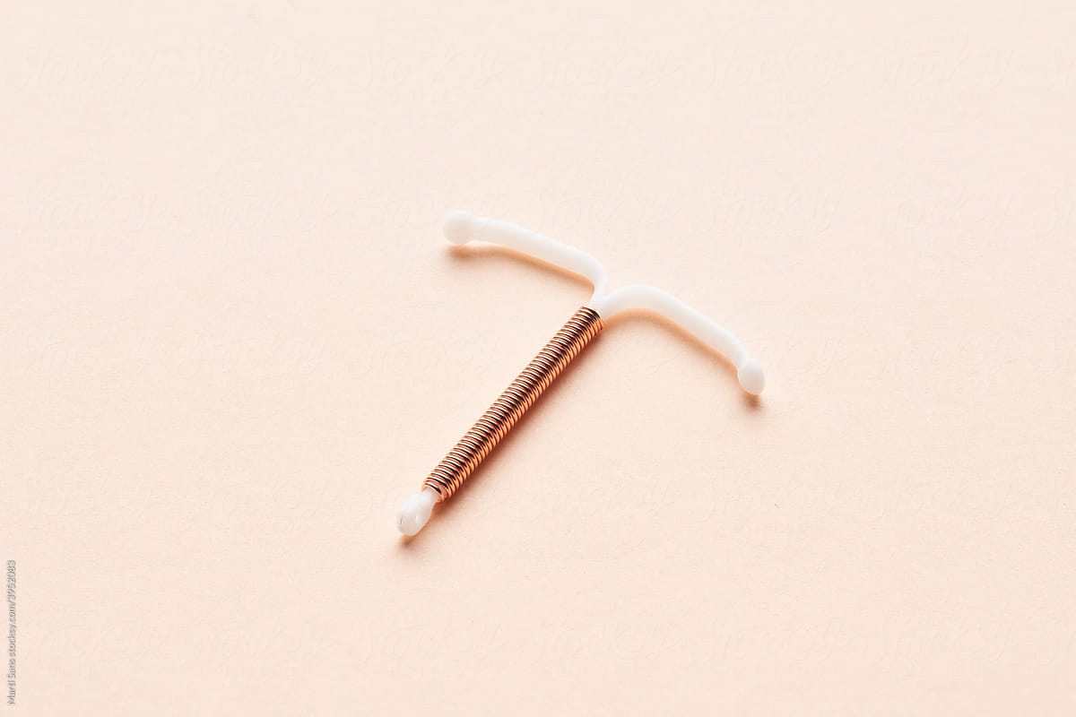 White IUD device for birth control.
