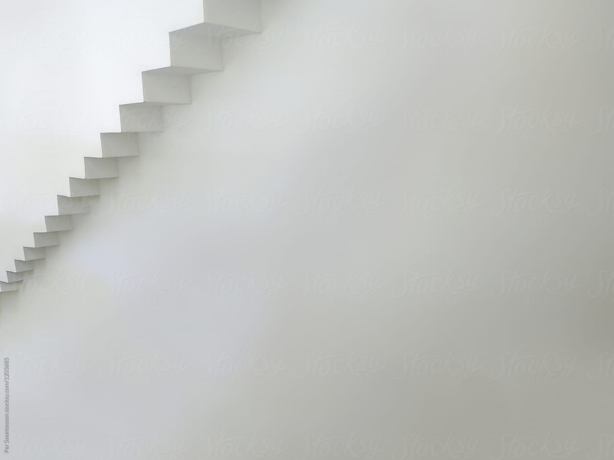 Future success: White abstract background - abstract stairs