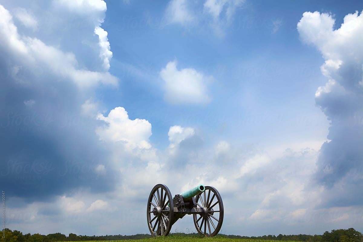 Civil War cannon storm clouds Chickamauga Military Park