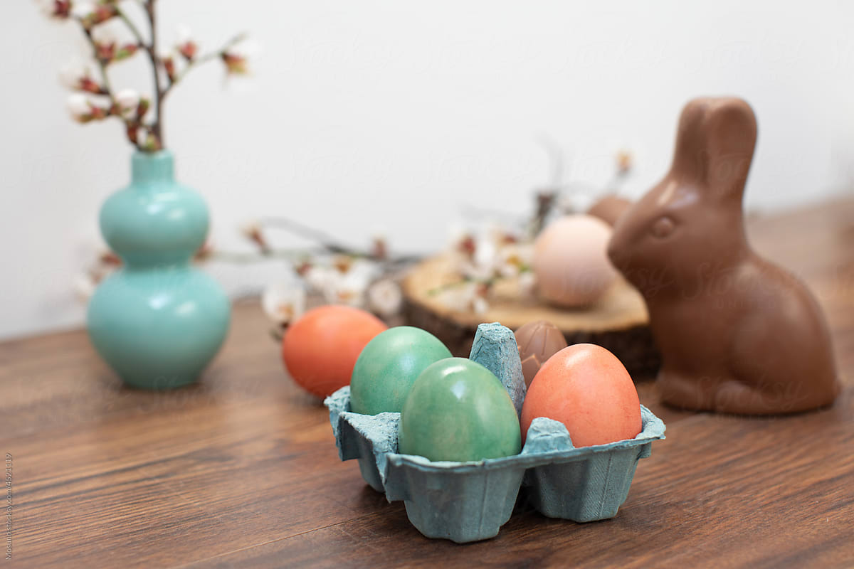 Chocolate bunny and Easter Eggs