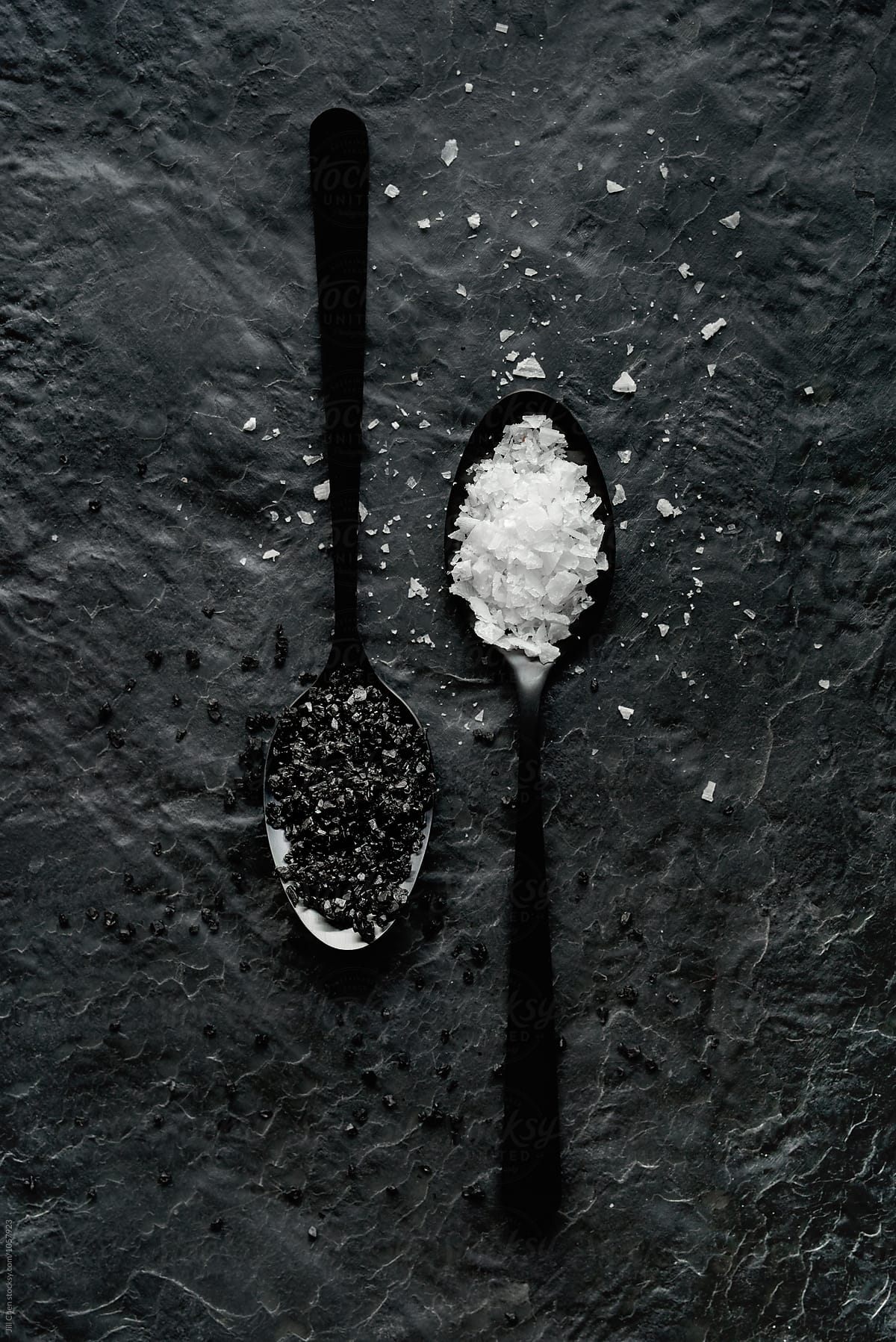 Black and white food salt seasoning