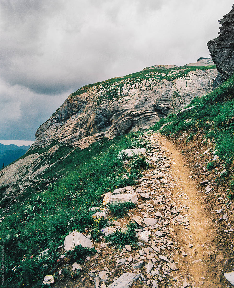 Hiking Trail in Swiss Alps Shot on Film
