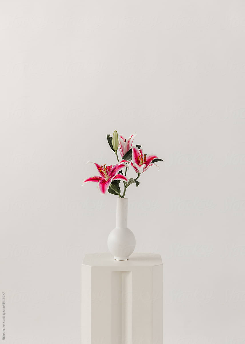 Lilies in white vase