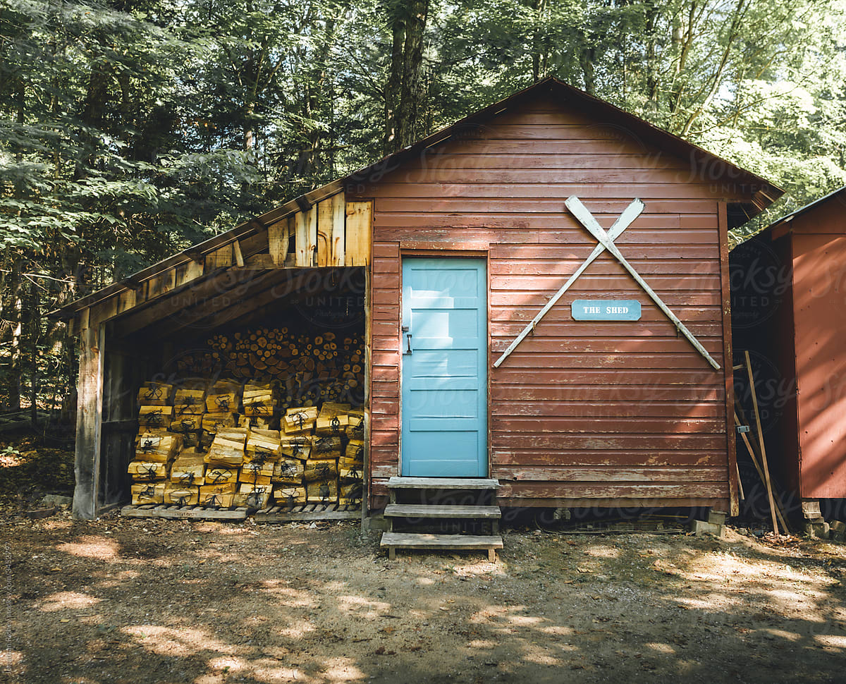 Wood shed in the forest