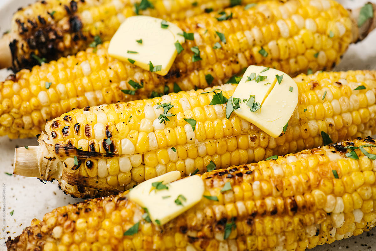 Buttered corn closeup