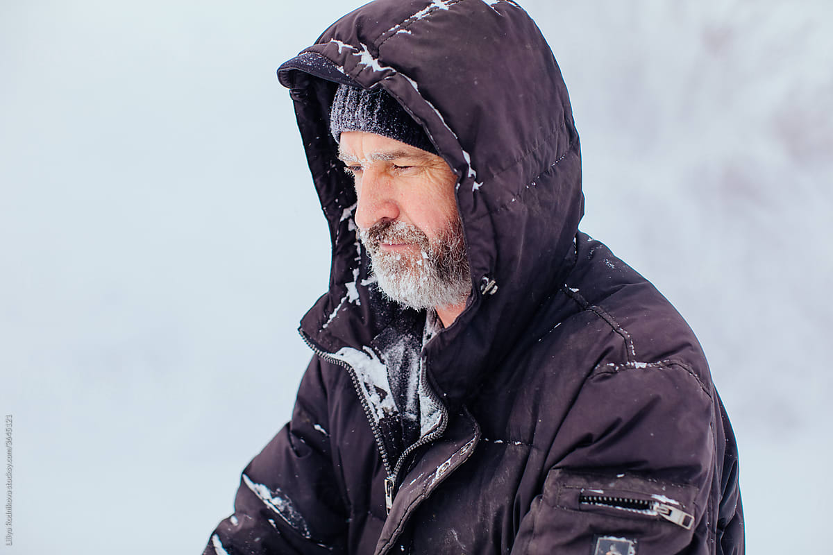 Winter portrait of middle age man