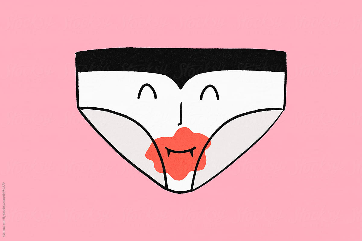 Women\'s panties with a vampire and menstrual stain